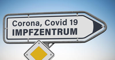 Wegweiser, Corona Impfzentrum