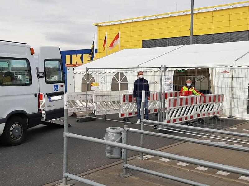 Neue Corona-Teststation auf dem Gelände von IKEA Würzburg / Landkreis